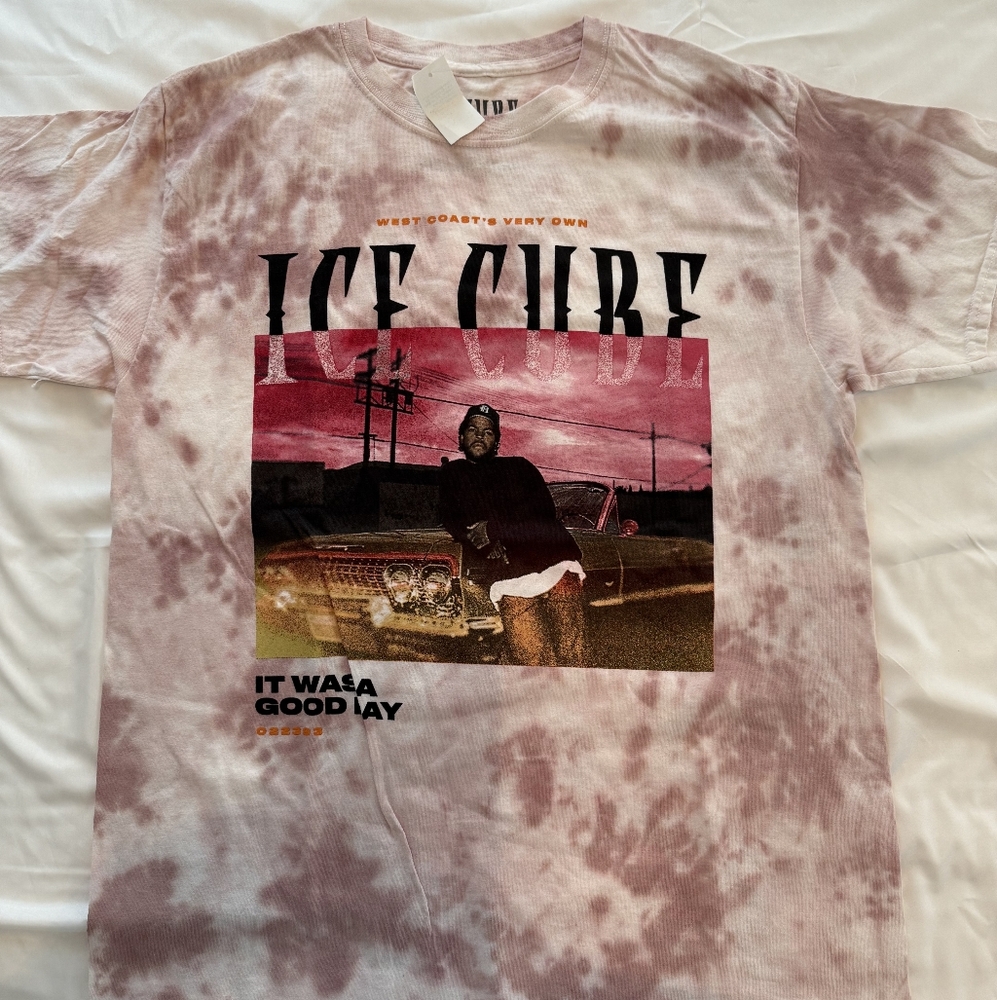 Tie-Dye Graphic T-Shirt with Ice Cube Print L 0029